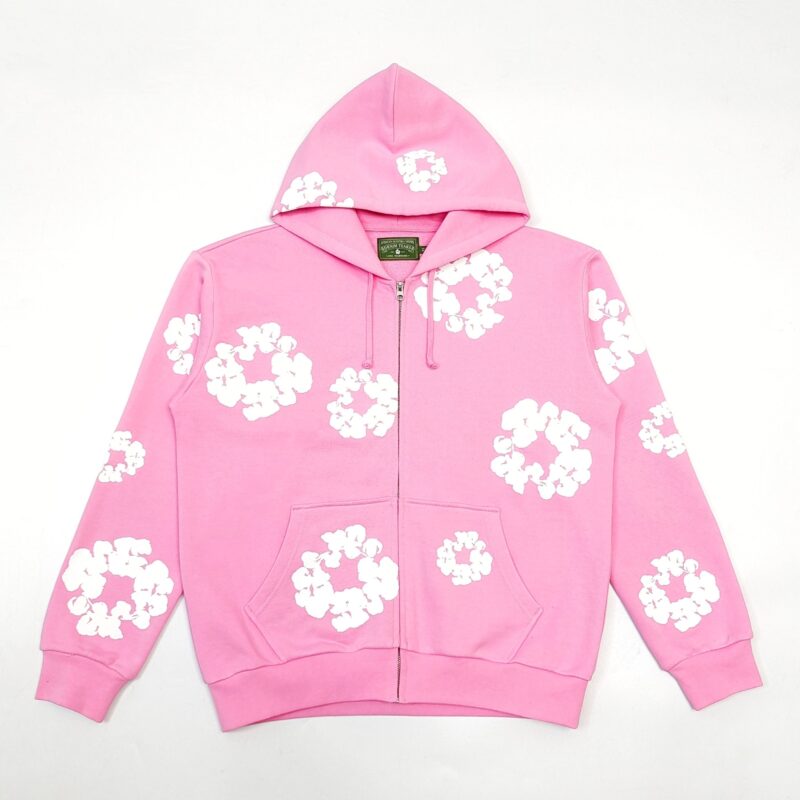Denim Tears Cotton Wreath Zip Hoodie Pink