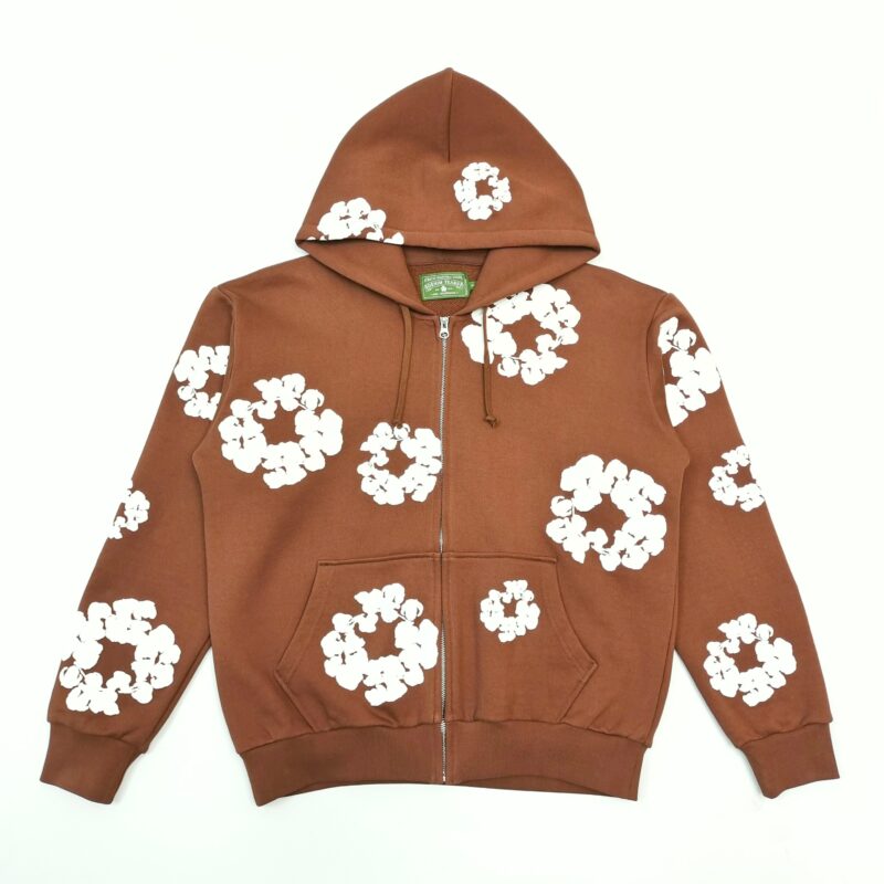 Denim Tears Cotton Wreath Zip Hoodie Brown