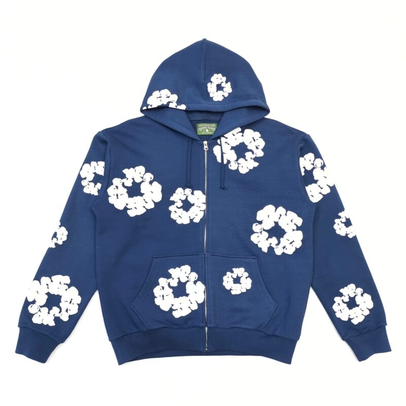 Denim Tears Cotton Wreath Zip Hoodie Navy