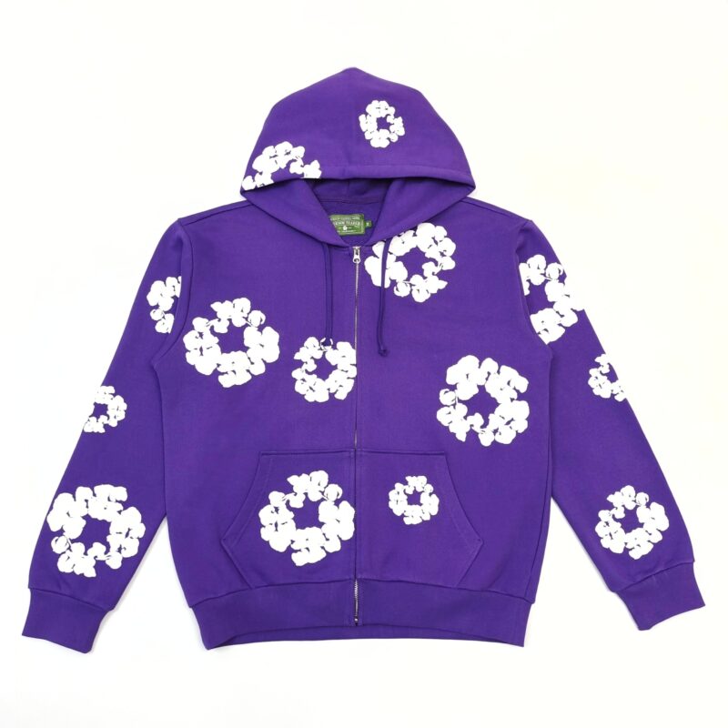 Denim Tears Cotton Wreath Zip Hoodie Purple