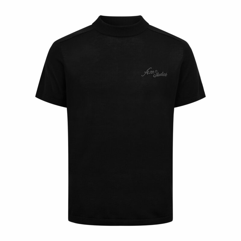 Acne Studios Script Logo Mock Neck Short Sleeve Knit