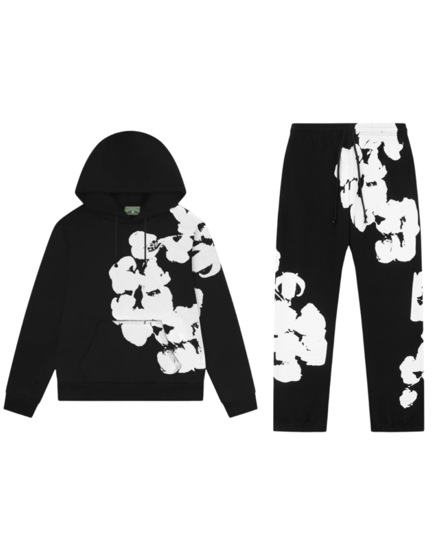 Denim Tears Big Cotton Wreath Shorts Set Black
