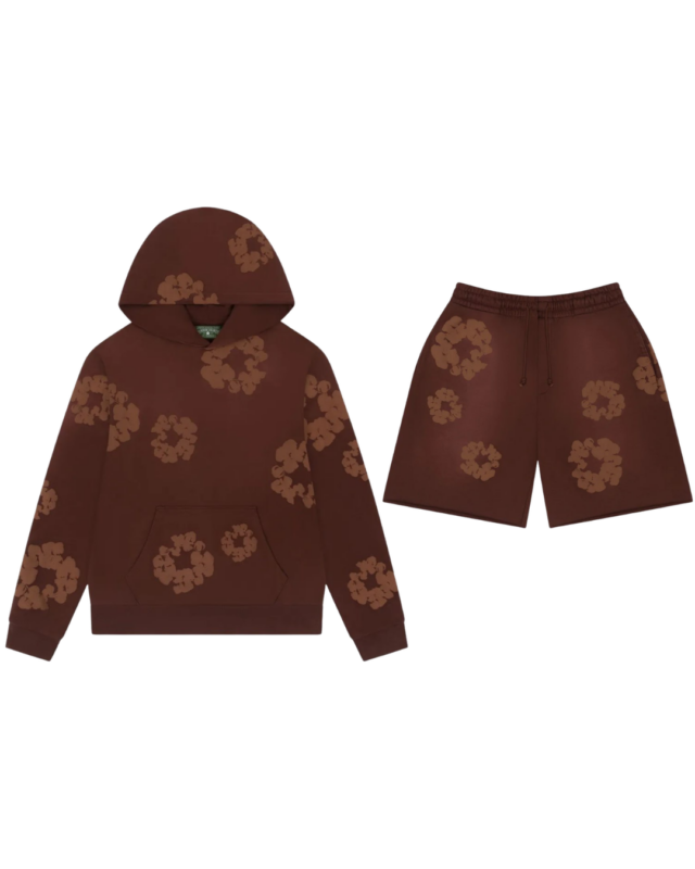 Denim Tears Mono Cotton Wreath Shorts Set Brown