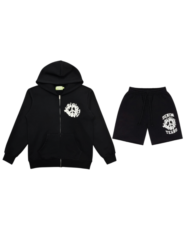 Denim Tears University Shorts Zip Set Black