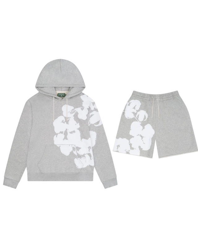 Denim Tears Big Cotton Wreath Shorts Set Grey