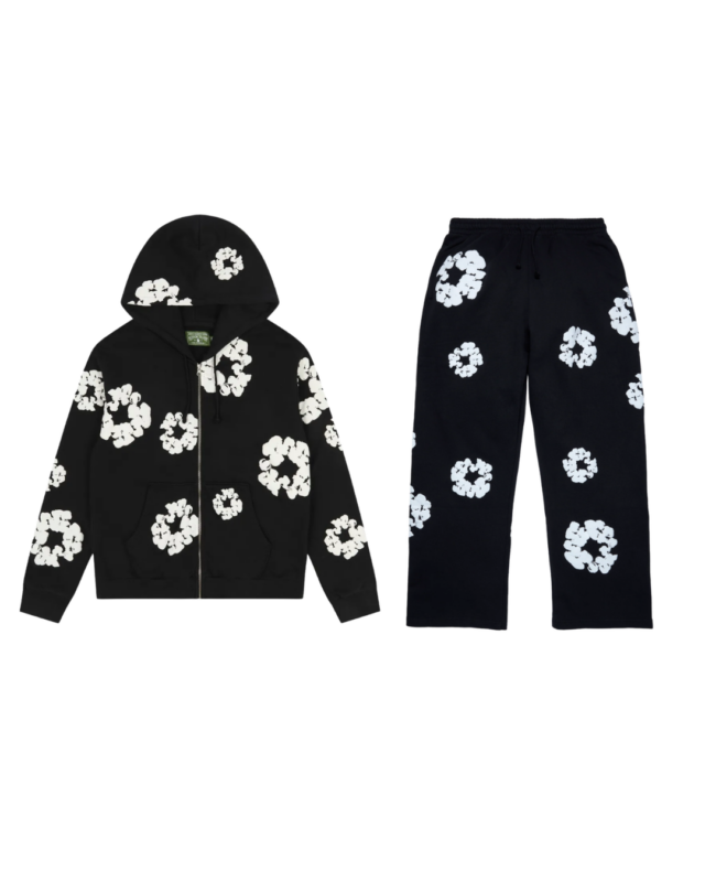 Denim Tears Cotton Wreath Baggy Zip Set Black