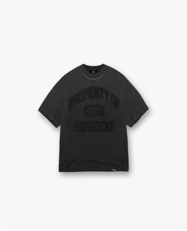 END. x Represent Property Of T-Shirt Stained Black