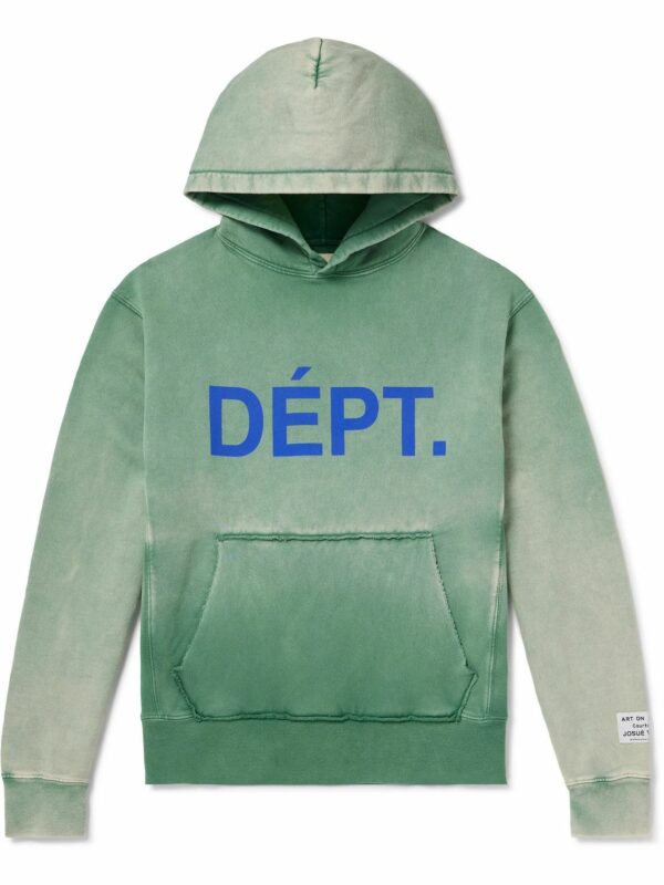 GALLERY DEPT. Reversible Logo-Print Distressed Hoodie Green