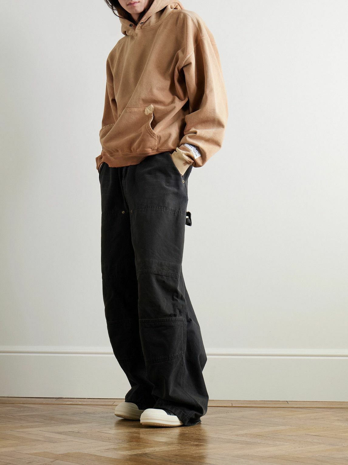 GALLERY DEPT. Ventura Logo-Appliquéd Distressed Hoodie Brown1