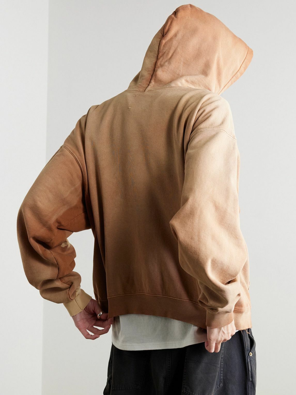 GALLERY DEPT. Ventura Logo-Appliquéd Distressed Hoodie Brown2