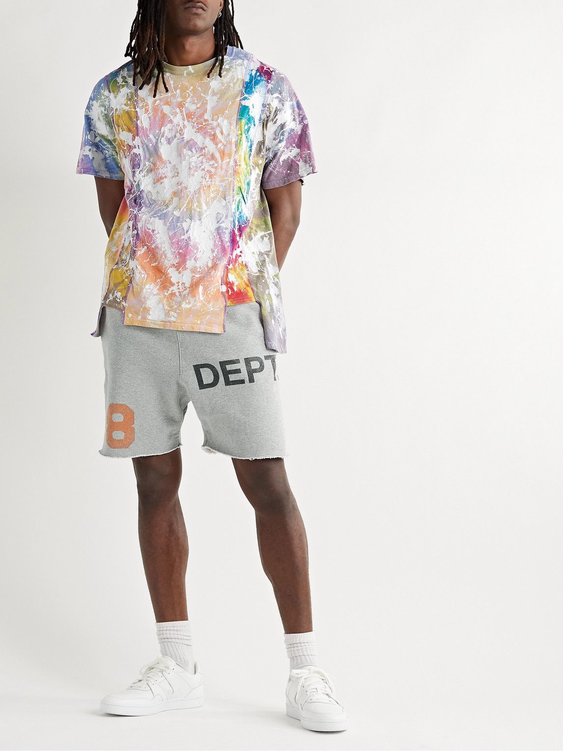 GALLERY DEPT. Wide-Leg Printed Distressed Shorts1