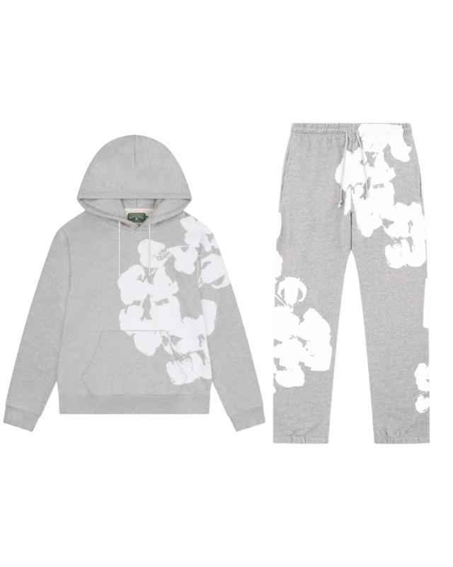 Denim Tears Big Cotton Wreath Shorts Set Grey