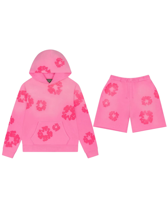 Denim Tears Mono Cotton Wreath Shorts Set Pink