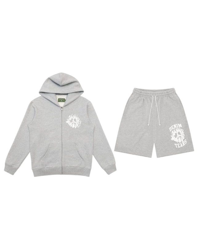 Denim Tears University Shorts Zip Set Grey