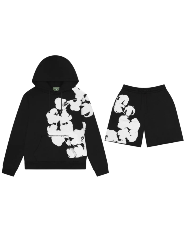 Denim Tears Big Cotton Wreath Shorts Set Black