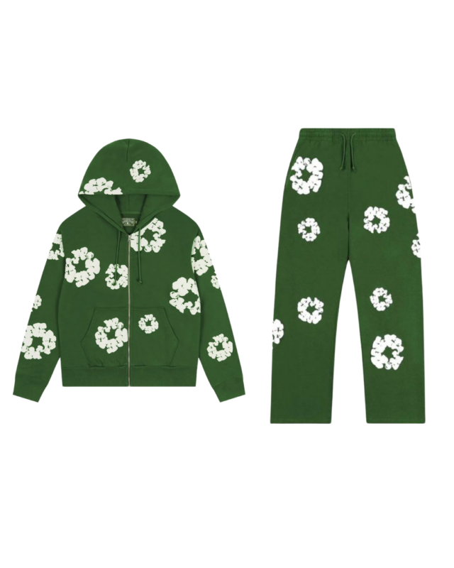 Denim Tears Cotton Wreath Baggy Zip Set Green