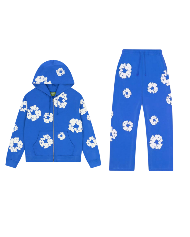 Denim Tears Cotton Wreath Baggy Zip Set Blue