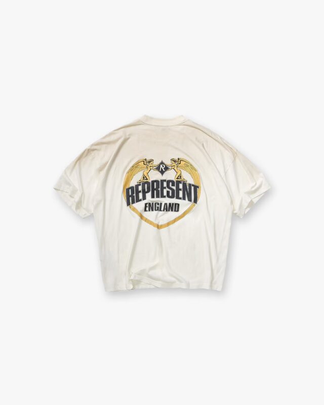 Represent Angel Border T-Shirt Washed Ecru1