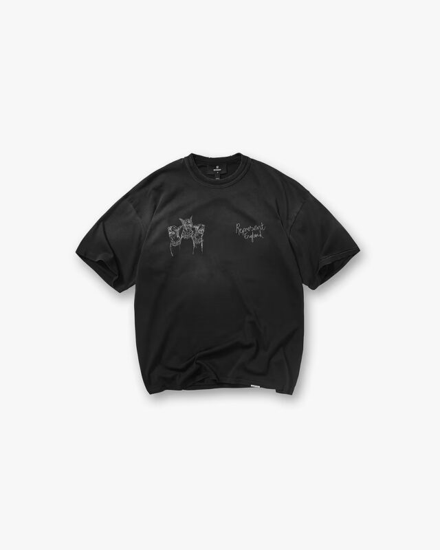 Represent Hand Drawn Thoroughbred T-Shirt Aged Black
