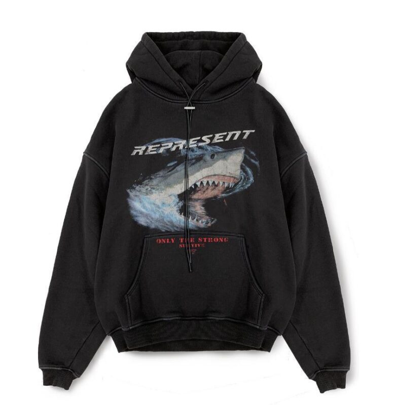Represent Hoodie Washed Black Shark