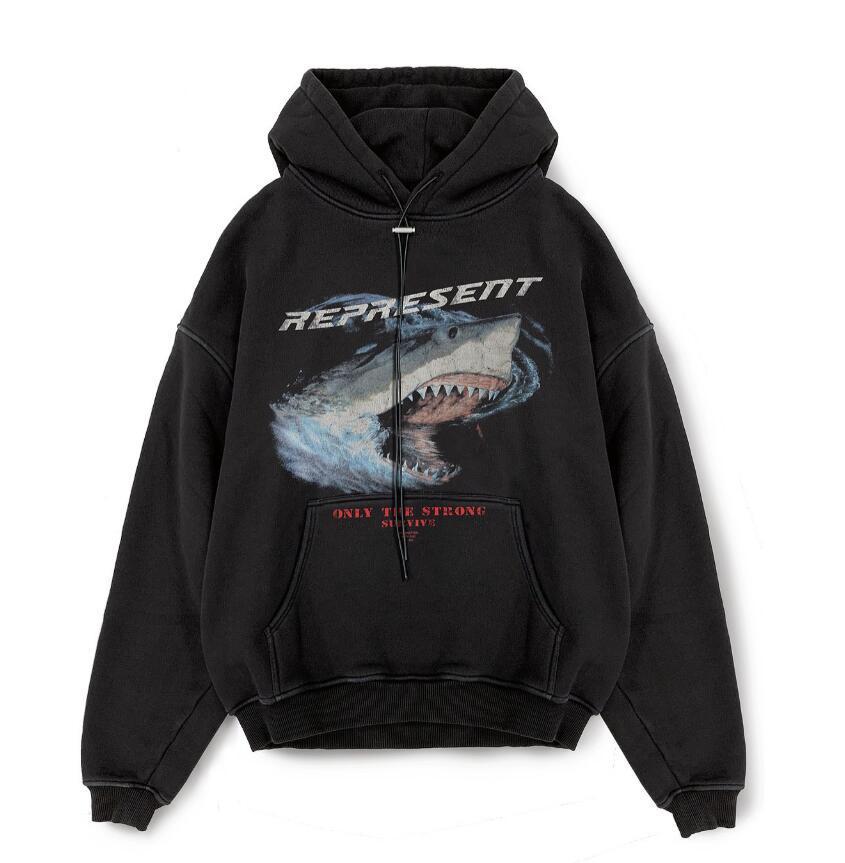 Represent Hoodie Washed Black Shark