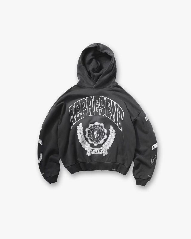 Represent Legacy Crest Hoodie Stained Black