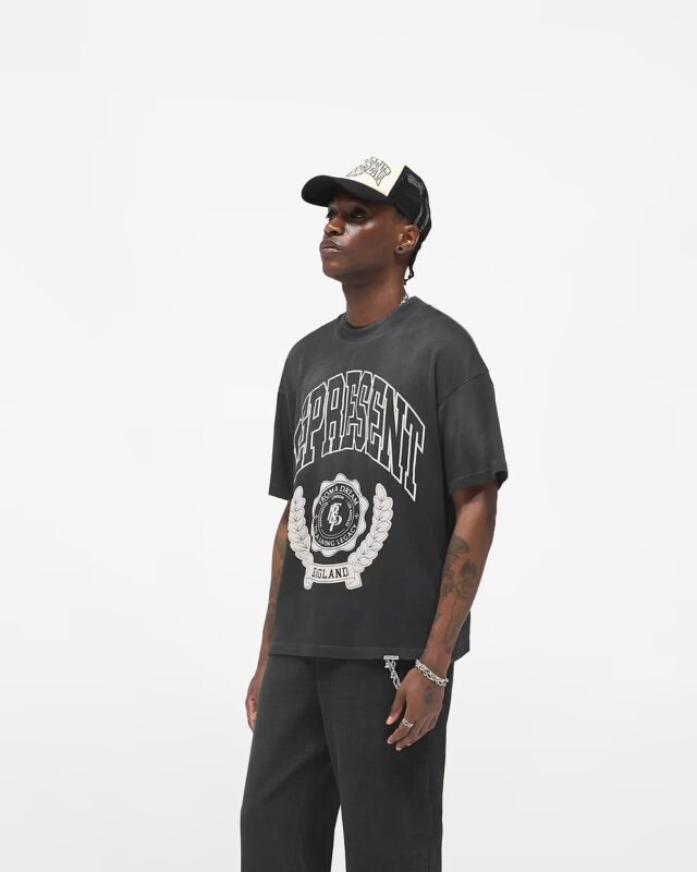 Represent Legacy Crest T-Shirt Stained Black1