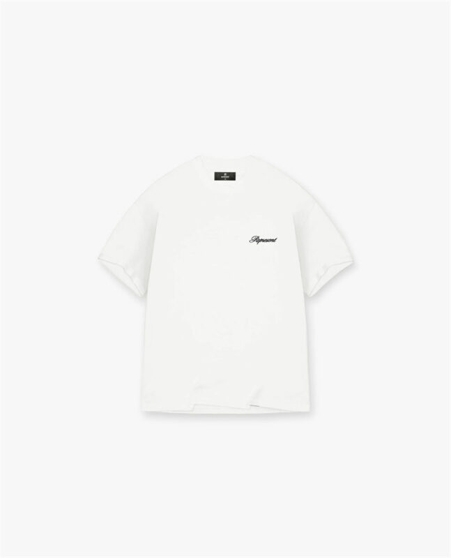 Represent Script Logo T-Shirt Flat White