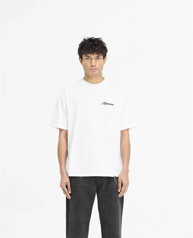 Represent Script Logo T-Shirt Flat White1