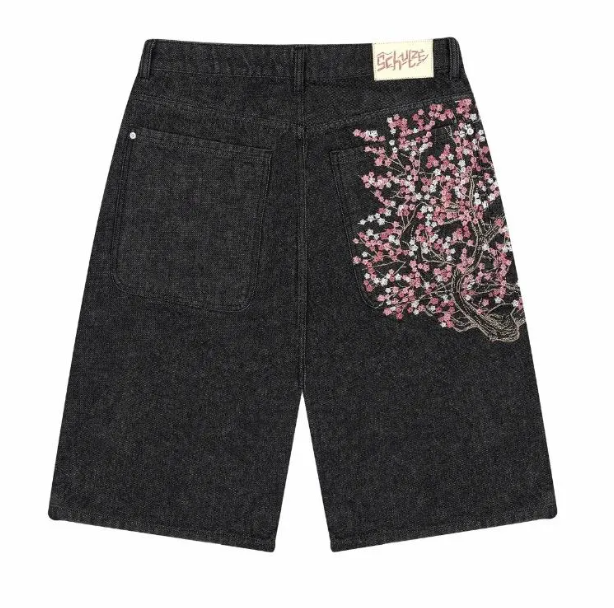 derschutze Cherry Blossom Denim Jorts