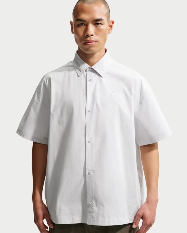 Nike Club Short-Sleeve Button-Up Shirt White