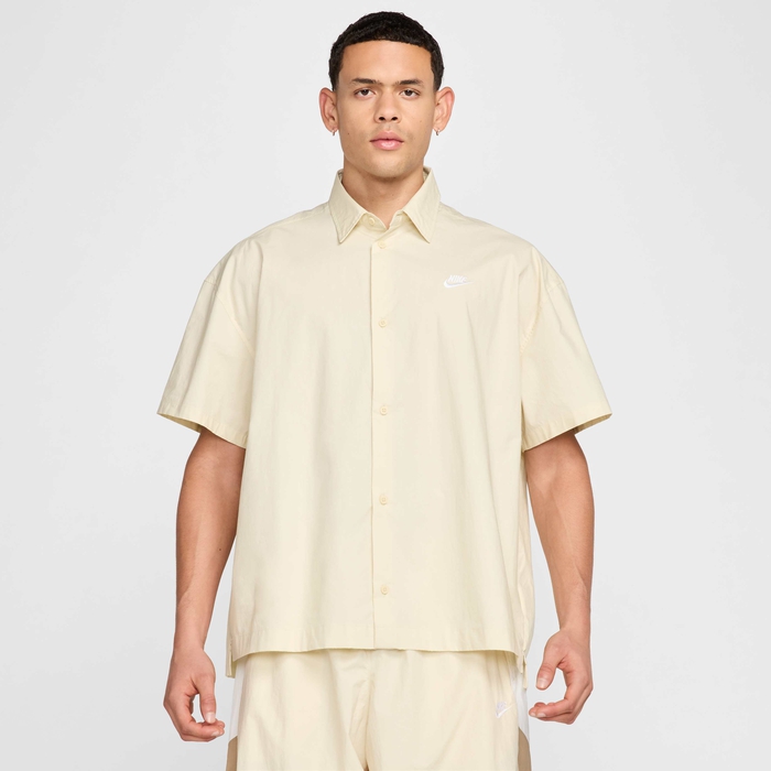 Nike Club Short-Sleeve Button-Down Shirt Cream