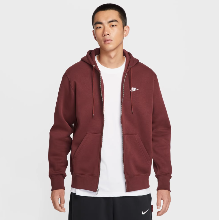 Nike Club Fleece Full-Zip Hoodie Dark Red