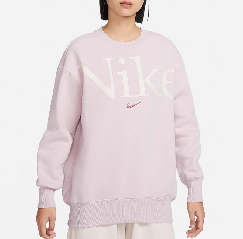 Nike Phoenix Fleece Oversized Logo Crewneck Pink