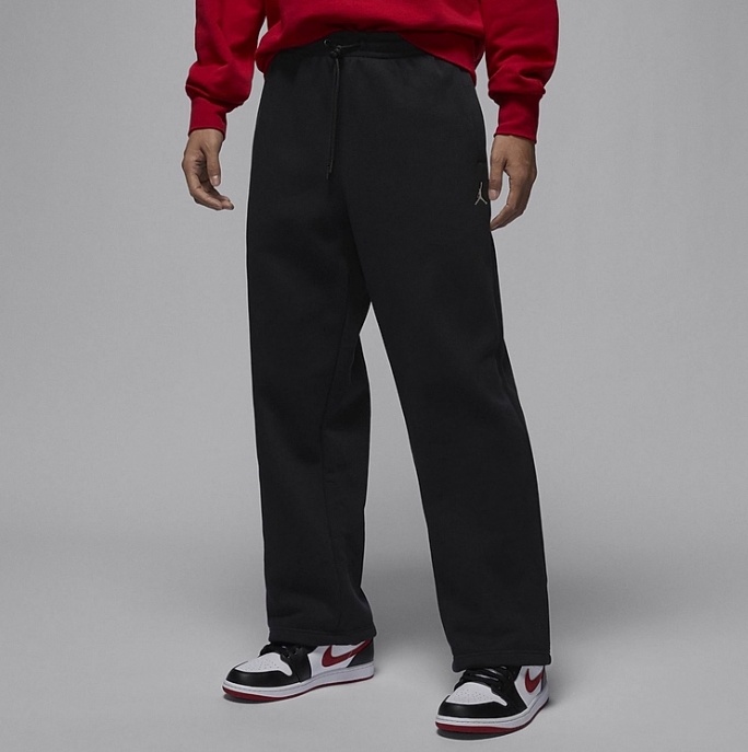 Nike Jordan Brooklyn Fleece Oversized Open-Hem Pants Black