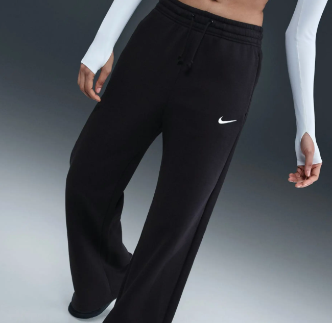 Nike Phoenix Fleece High-Waisted Wide-Leg Pants Black