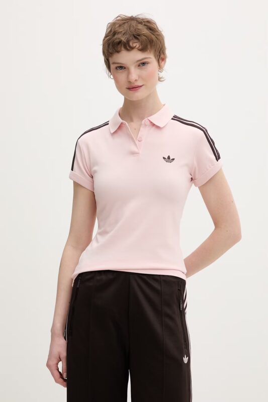 adidas Originals Polo 3-Stripes Tee Pink
